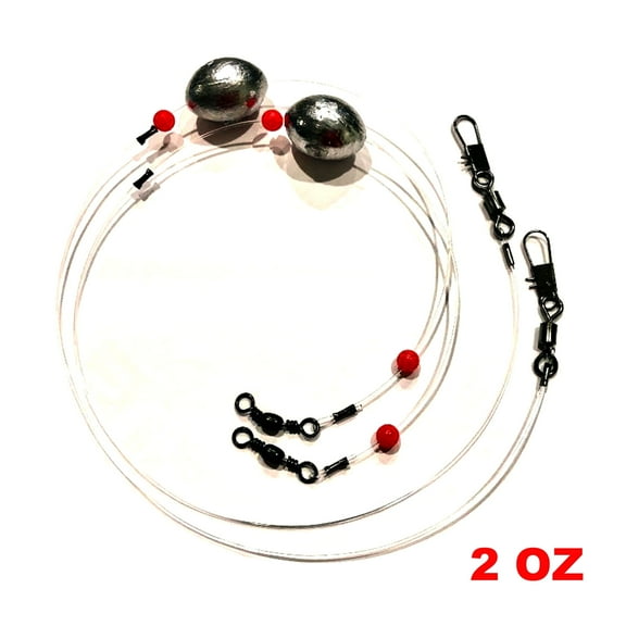 Stellar Fishing Egg Sinker Rigs (2 Ounce 4 Pack) with Sinker Fishing Swivel and Snap Connector and Egg Weight, Mono 100lb Fishing Line for Trout, Flounder, Redfish, Drum and Bottom Fish
