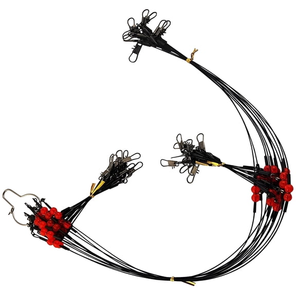 Stellar Fishing Wire Double Drop Leader Rig (12 Pack), Nylon Fishing Rig Lure Riggings with Snap Swivel, Beads and Fishing Wire