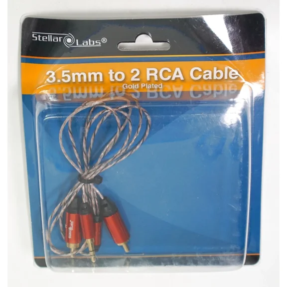 Stellar Labs 3.5Mm To 2 Rca Cable Gold Plated 3Ft