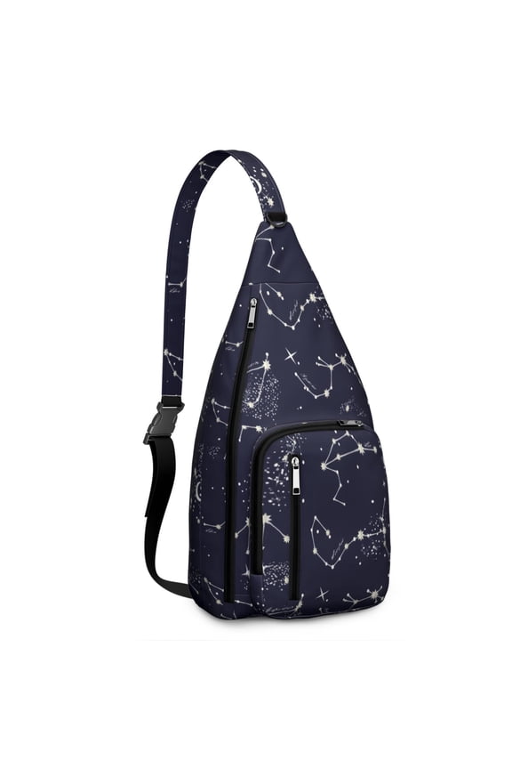 Stellar Navigation Sling Backpack - Star Map & Compass Print (Durable)