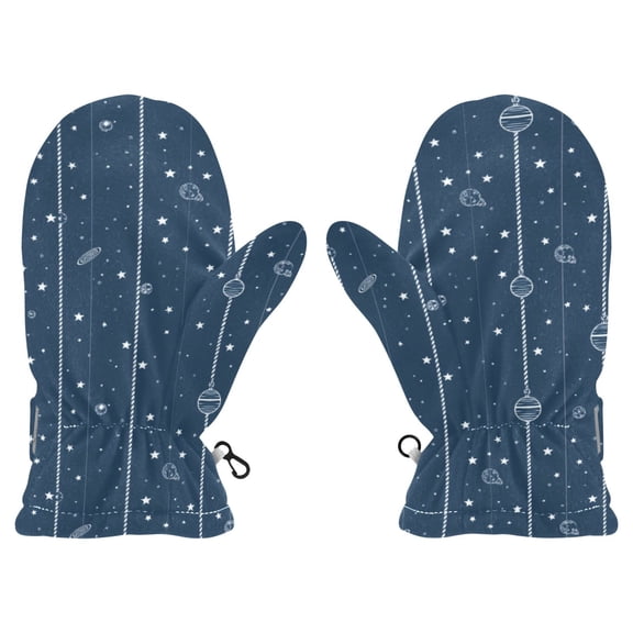 Stellar Patterns on Strings Cold Weather Mittens Cozy Gloves with Adjustable Fit Perfect for Outdoor Fun