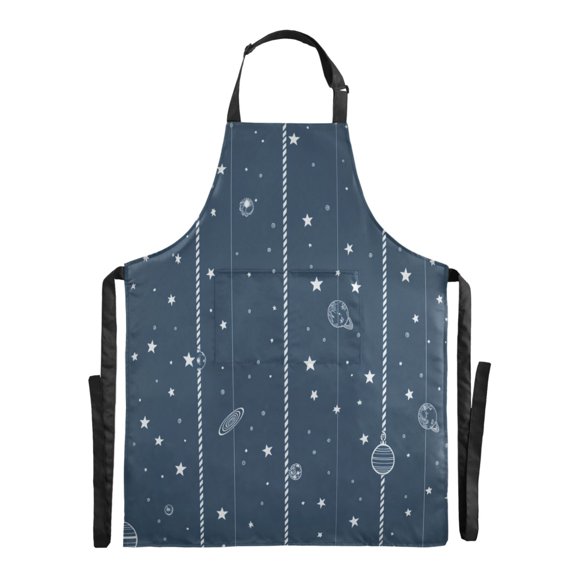 Stellar Patterns on Strings Long Apron for Cooking Water Resistant Adjustable Bib with 2 Pockets 88x68cm
