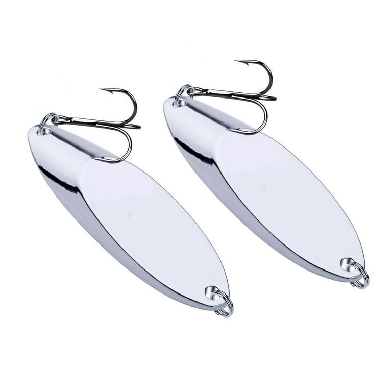 Stellar Silver 1.5 Ounce Spoon (2 Pack) Rigged Hard Fishing Lure, Tackle