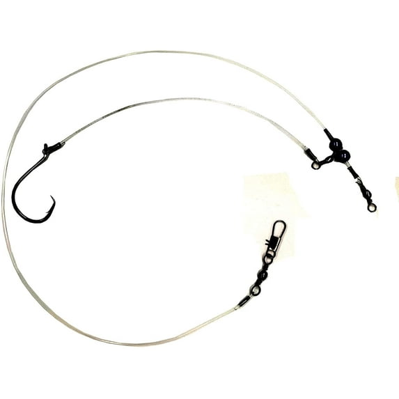 Stellar Single Drop 1/0 Hook Drum Leaders (3 Pack), Saltwater Fishing Rig, Circle Hooks 100 lb. Mono