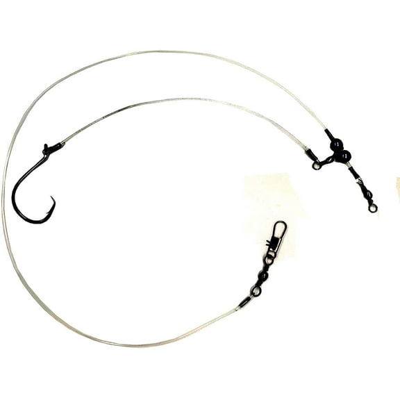 Stellar Single Drop 7/0 Hook Drum Leaders (3 Pack), Saltwater Fishing Rig, Circle Hooks 100 lb. Mono