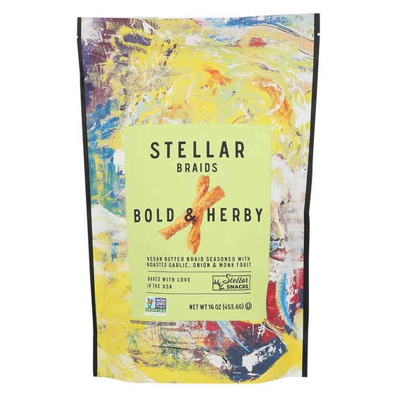Stellar Snacks Pretzel Braids, Bold Herby, 16 Oz Resealable Big Bag