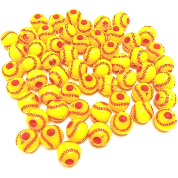 Stellar Softball (100 PCS) Sports Beads for DIY Necklace Bracelet Jewelry Making Pony Beads
