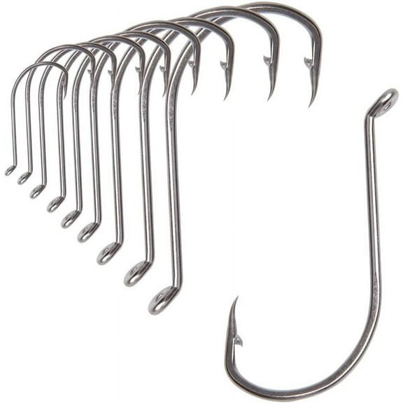 Stellar UltraPoint Wide Gap Offset 1/0 J-Hook (6 Pack)| For Catfish, carp, bluegill to Tuna | Saltwater or Freshwater Fishing Hooks