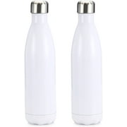 Stellar White 2 Pack Cola Water Bottle, 17 ounce double wall 18/8 stainless steel thermal bottle.