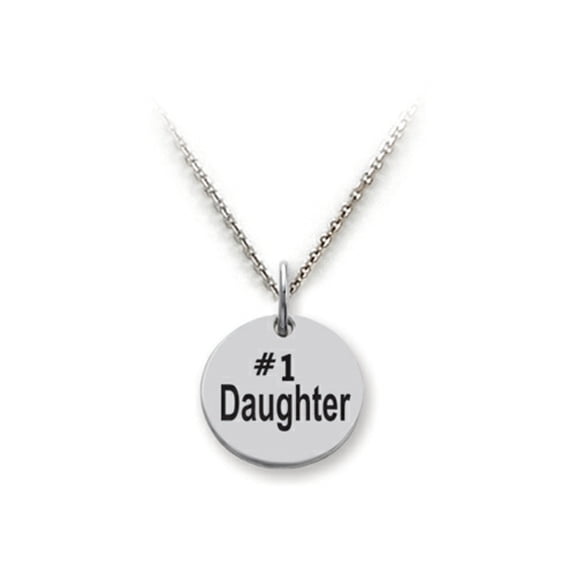 Stellar White 925 Sterling Silver #1 Daughter Disc Pendant Necklace - Chain Included