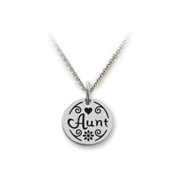 Stellar White 925 Sterling Silver Aunt Disc Pendant Necklace - Chain Included