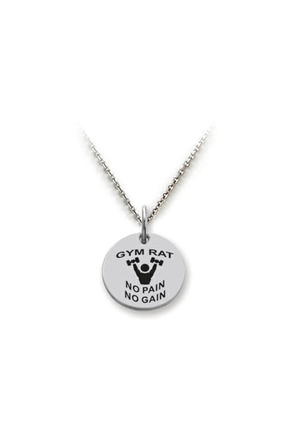 925 Sterling Silver Gym Rat Disc Pendant Necklace - Chain Included