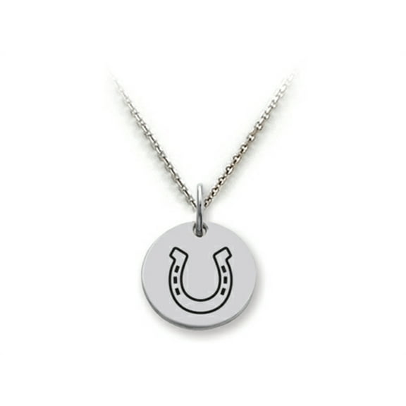 Stellar White 925 Sterling Silver Horseshoe Disc Pendant Necklace - Chain Included