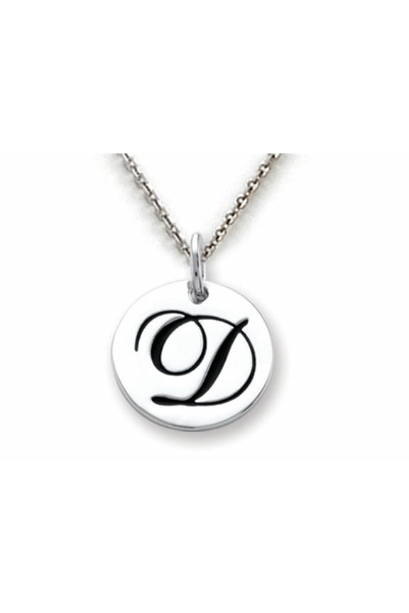 925 Sterling Silver Initial D Personalized Alphabet Disc Pendant Necklace Chain Included