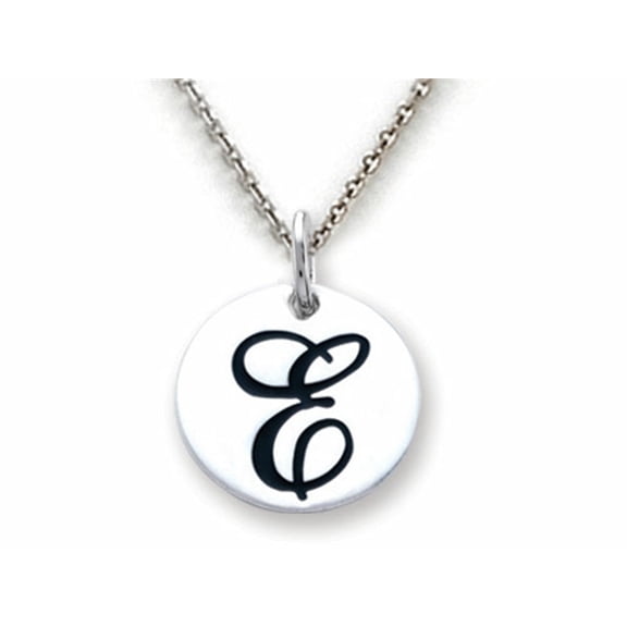 Stellar White 925 Sterling Silver Initial E Personalized Alphabet Disc Pendant Necklace Chain Included