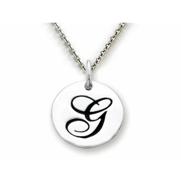 Stellar White 925 Sterling Silver Initial G Personalized Alphabet Disc Pendant Necklace Chain Included