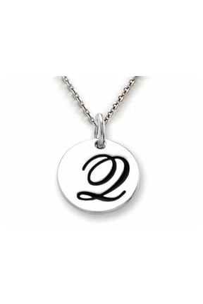 925 Sterling Silver Initial Q Personalized Alphabet Disc Pendant Necklace Chain Included