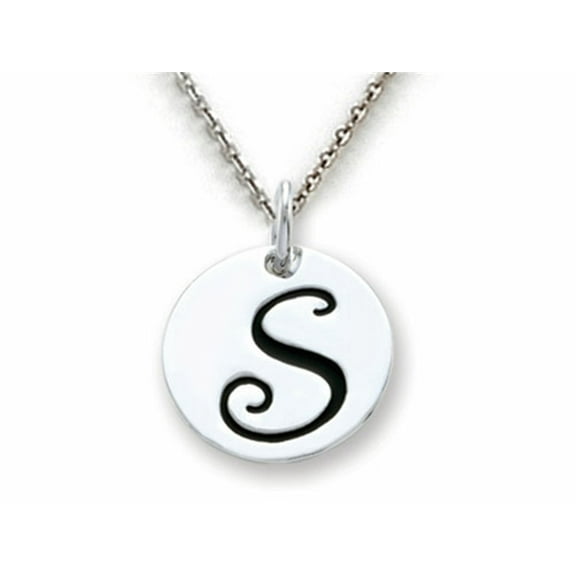 Stellar White 925 Sterling Silver Initial S Personalized Alphabet Disc Pendant Necklace Chain Included