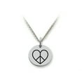 thumbnail image 1 of Stellar White� 925 Sterling Silver Peace Heart Disc Pendant Necklace - Chain Included, 1 of 4