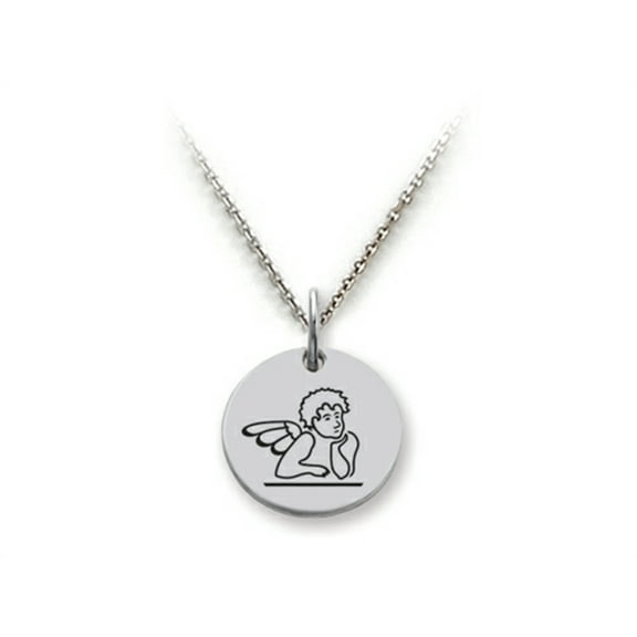 Stellar White� 925 Sterling Silver Raphael Angel Disc Pendant Necklace - Chain Included