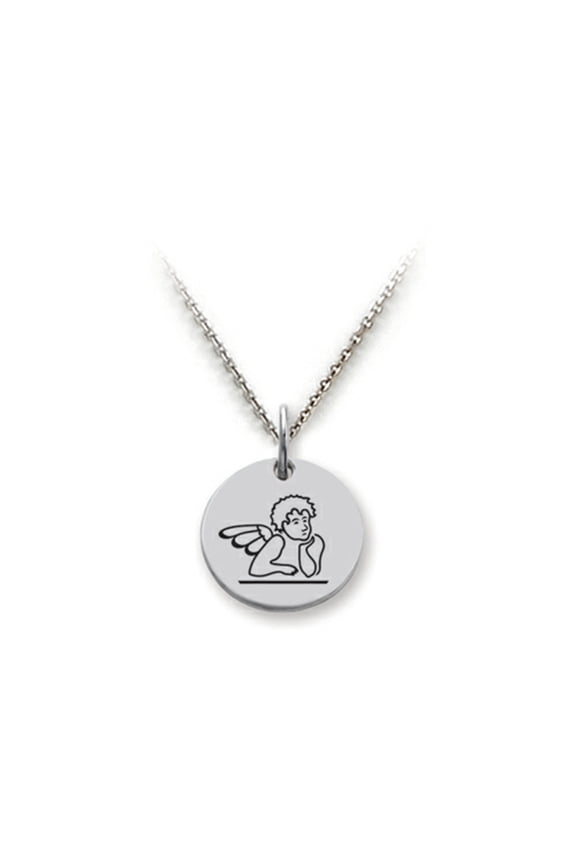 925 Sterling Silver Raphael Angel Disc Pendant Necklace - Chain Included