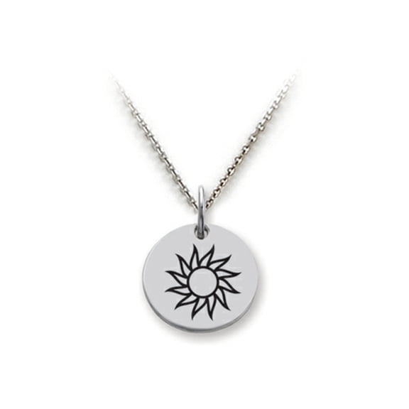 Stellar White 925 Sterling Silver Sun Disc Pendant Necklace - Chain Included