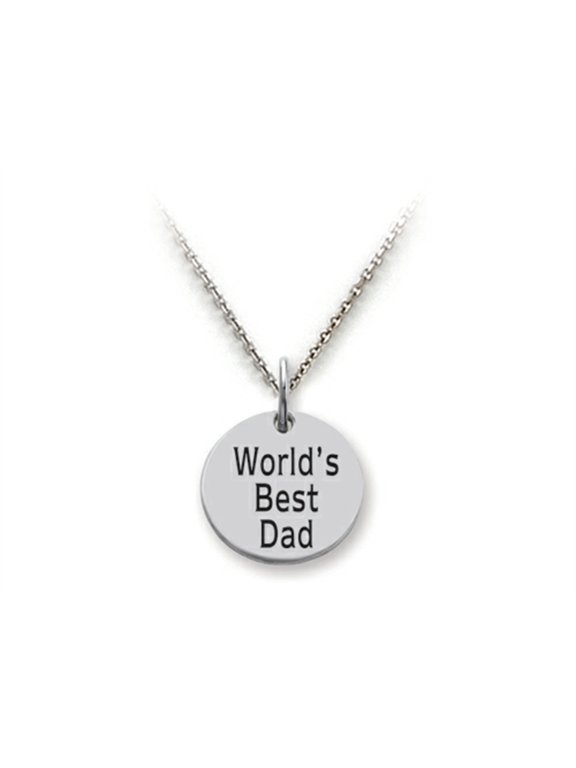 925 Sterling Silver World's Best Dad Disc Pendant Necklace - Chain Included
