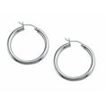 thumbnail image 1 of Stellar White� Rhodium 3mm X 30mm Tubing Hoop Earrings, 1 of 4