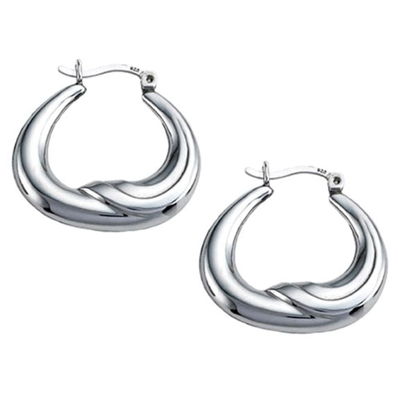 Stellar White� Rhodium High Polished Earrings Hoops