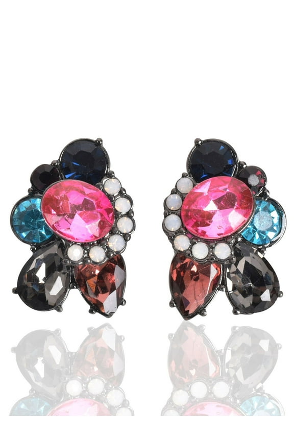 Women's 1" colorful Jewel tone Stud Earrings, Multi Color - multi, one size
