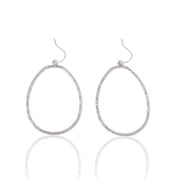 Stellar Womens 2 1/4" Jagged Open Teardrop Hook Earrings Jewelry, Silver