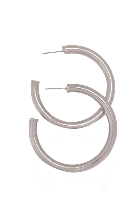 Women's 2" Semi Open Hoop Hook Earrings Jewelry, Silver - silver, one size