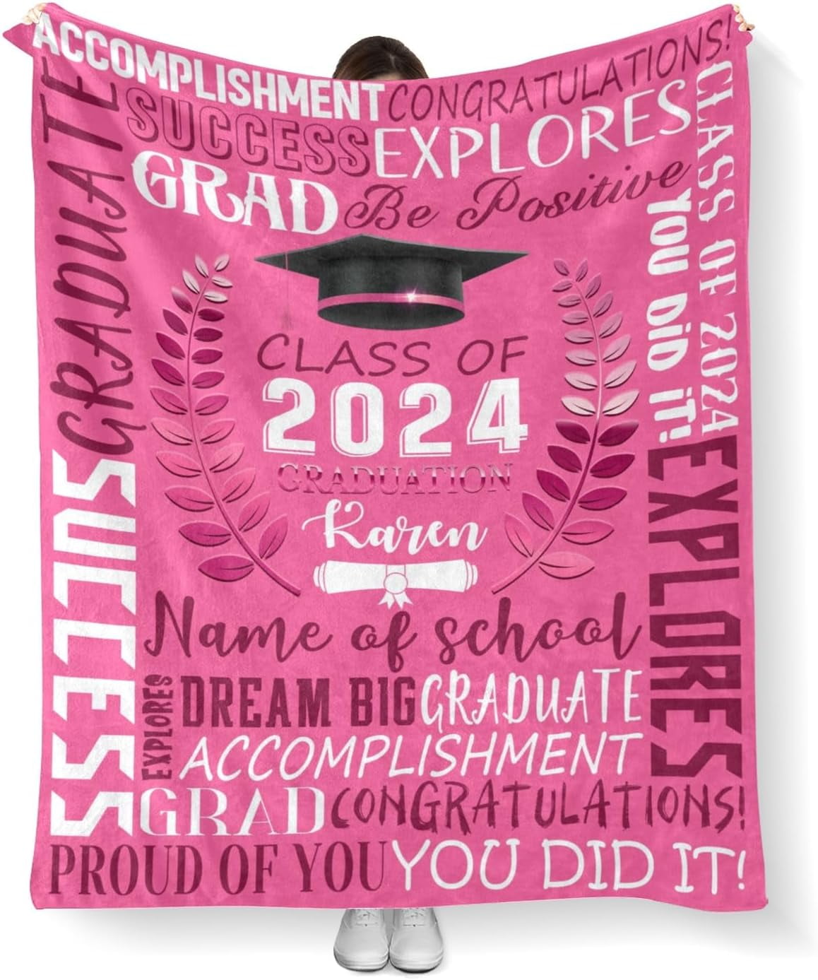 StellarStyle Custom Graduation Blankets with Name of The School