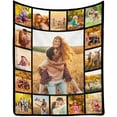 thumbnail image 1 of StellarStyle Custom Photo Collage Blanket for Family, Customized Bed Blanket with 10 Pictures & Text for Best Friends Kids Personalized Your Own Photos on Throw Blanket for Birthday Memorial Gifts, 1 of 5