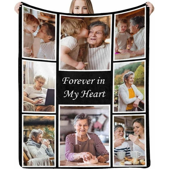StellarStyle Customized Blanket with Picture Your Text Here 10 Photos Blankets Personalized Gifts for Adults Family Dad Mom Couples,Custom Photo Blanket Memorial Gifts for Christmas Birthday