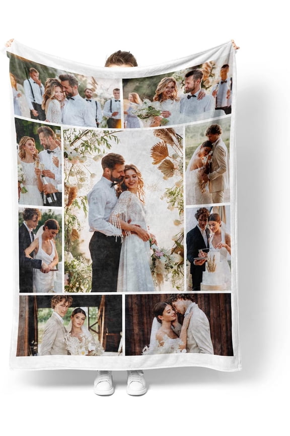 Customized Blankets with Photos Personalized Picture Collage Throw Blanket Soft Using My Own Photo Custom Personalized Mothers Day Valentines Gifts for Her Him Family Friends