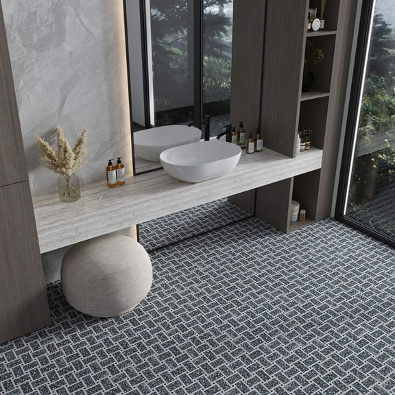 Stellare 12 x 12 in. Honed Charcoal Gray, White Terrazzo, Marble Mosaic Basketweave Wall and Floor Tile (5.08 sq ft/case) - 5 Pack