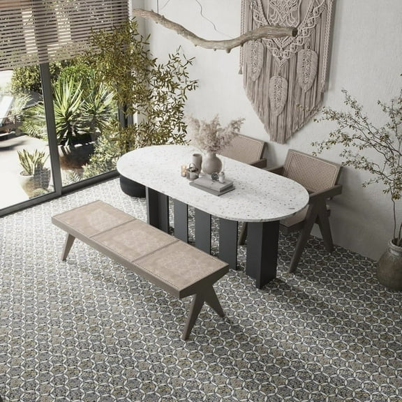 Stellare 12 x 13 in. Honed Gray, White Terrazzo, Marble Mosaic Star, Round Wall and Floor Tile (5.46 sq ft/case) - 5 Pack