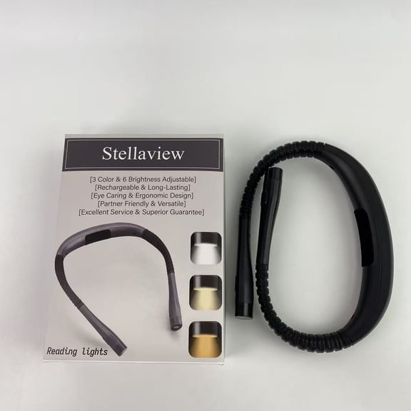 Stellaview Reading lights, 3-Color & 6-Brightness Reading Light, Bendable Neck Light, 80-hr Lasting Rechargeable Lamp, Perfect Book Light for Reading in Bed