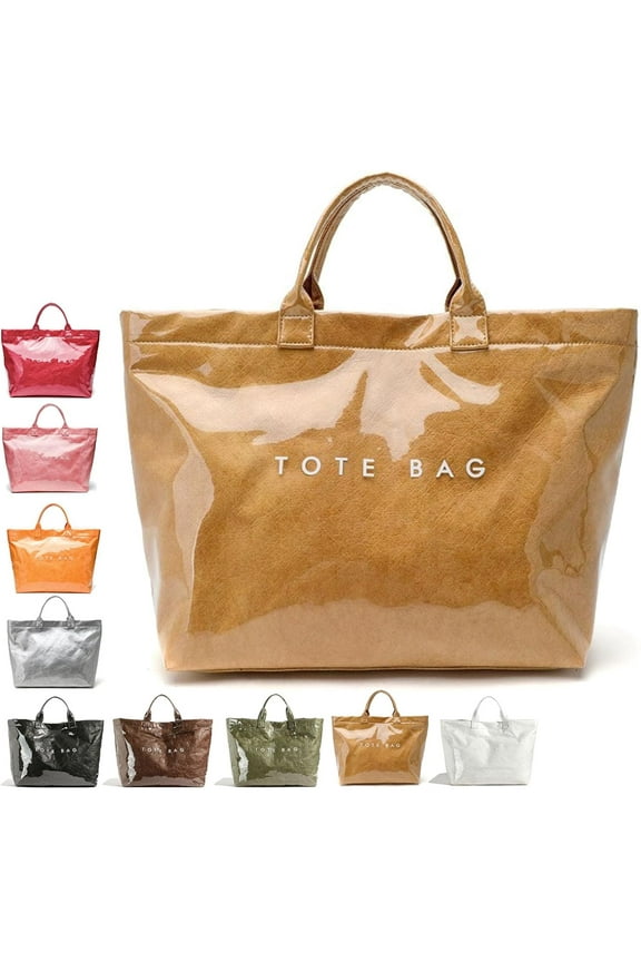 Stellaya Women's Letters Print Tote Bag, Stellaya Tote Bag, Fashion Large Handle PVC Kraft Paper Handbag for Travel, Work