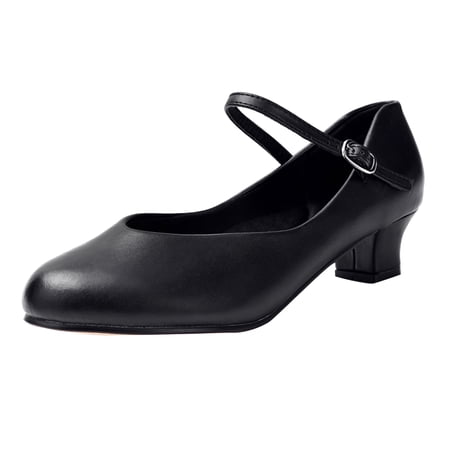 Stelle 1.5"/2" Women Character Dance Shoes Ankle Strap Heels,Non-Slip Ballroom Character Shoes for Salsa Tango Flamenco Latin Prom Dress Pumps,Size 4-11