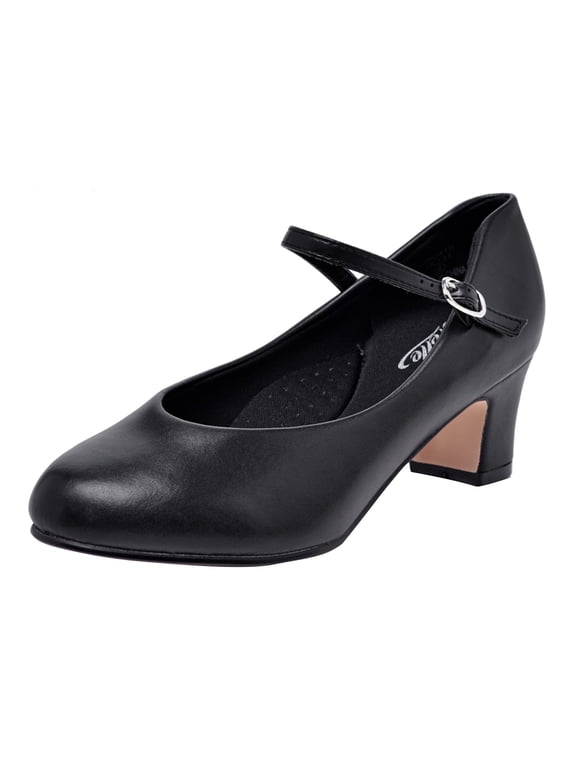 1.5"/2" Women Character Dance Shoes Ankle Strap Heels,Non-Slip Ballroom Character Shoes for Salsa Tango Flamenco Latin Prom Dress Pumps,Size 4-11