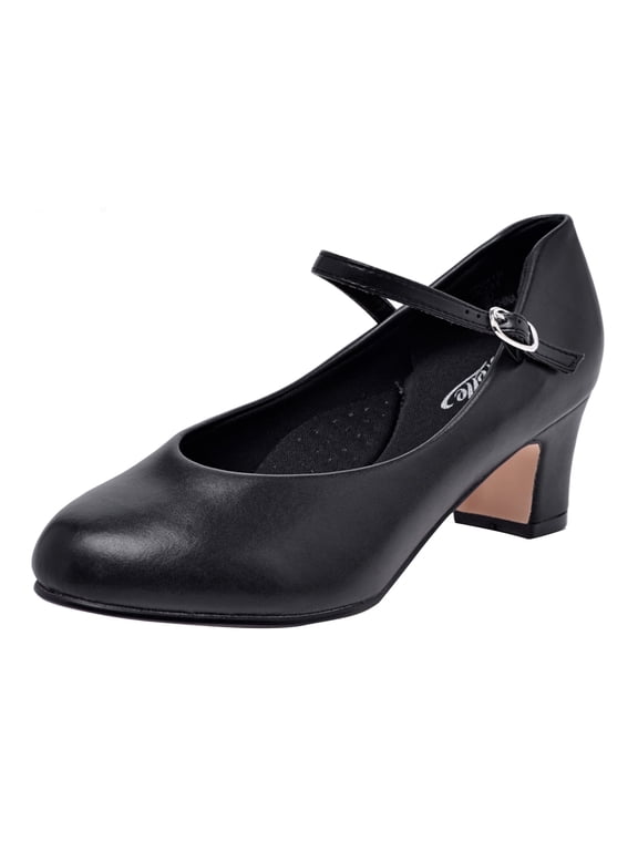 1.5"/2" Women Character Dance Shoes Ankle Strap Heels,Non-Slip Ballroom Character Shoes for Salsa Tango Flamenco Latin Prom Dress Pumps,Size 4-11