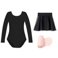 thumbnail image 1 of Stelle 3 Piece Ballet Leotard Long Sleeve Dress Set with Elastic Chiffon Skirt Ballerina Tights Dance Combo for Toddler Girls,Black,7 Years, 1 of 7