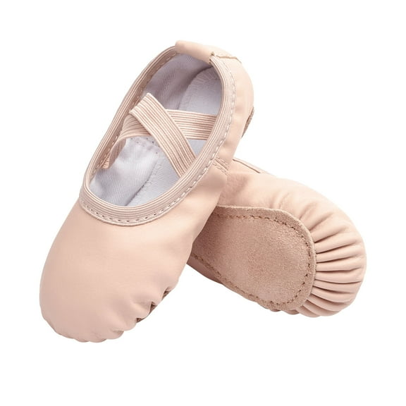 Stelle Ballet Dance Shoes Full Sloe Soft Leather Slippers for Toddler Girls,Ballet Pink