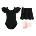 thumbnail image 1 of Stelle Ballet Leotard Flutter Sleeve with Separate Adjustable Tie Skirt Tights Ballerina Dancewear Combo for Girls,Black,7 Years, 1 of 7