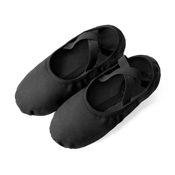 Stelle Ballet Shoes Soft Canvas Dance Split Sole Dance Slippers Flats for Girls Adult Women,Black