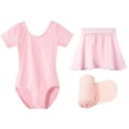 thumbnail image 1 of Stelle Ballet Short Sleeve Leotard with Separate Elastic Pull-On Dance Skirt&Tights Ballet Dancewear Outfit Dress for Ballerina Girls/Kids,Ballet Pink,4T, 1 of 8