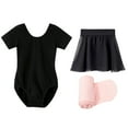 thumbnail image 1 of Stelle Ballet Short Sleeve Leotard with Separate Elastic Pull-On Dance Skirt&Tights Ballet Dancewear Outfit Dress for Ballerina Girls/Kids,Black,7 Years, 1 of 8