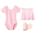 thumbnail image 1 of Stelle Ballet Short Sleeve Leotard with Separate Adjustable Tie Skirt Tights Dance Dress Outfit for Girls,Ballet Pink,8 Years, 1 of 7